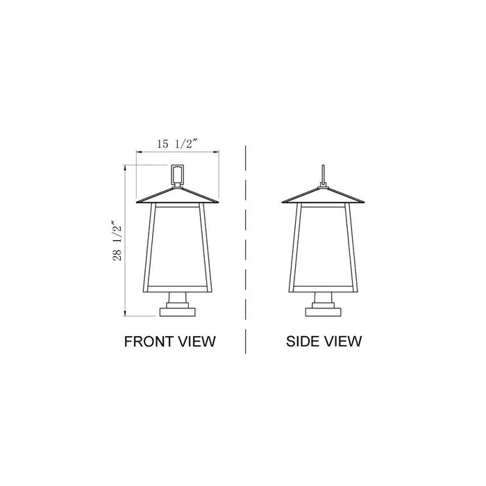 Z-Lite Rainer Outdoor Pier Mounted Fixture Black 5 Light 5015PHXLS-SQPM-BK | theLightShop