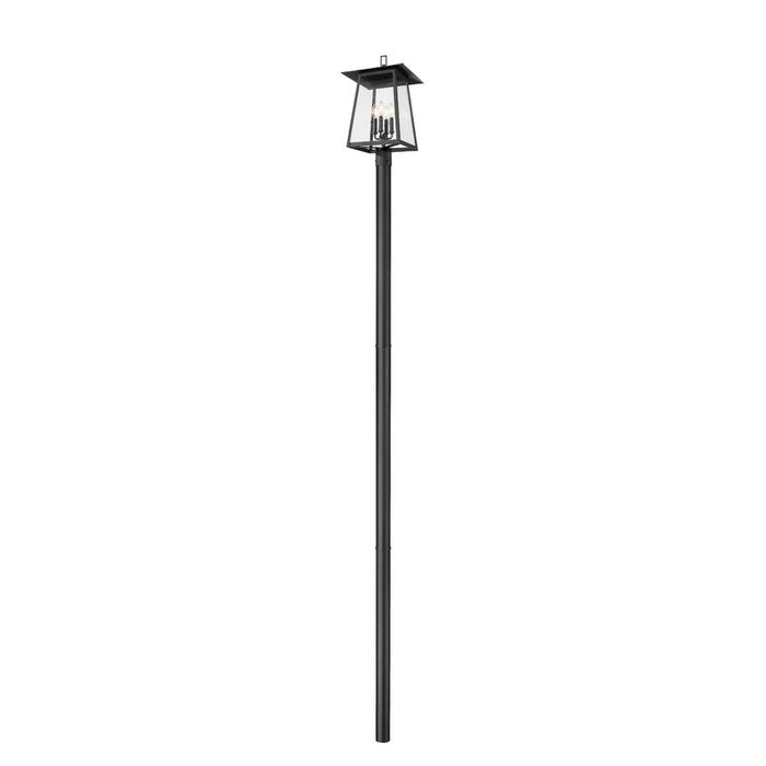 Z-Lite Rainer Outdoor Post Mounted Fixture Black 4 Light 5015PHBR-5009P120-BK | theLightShop