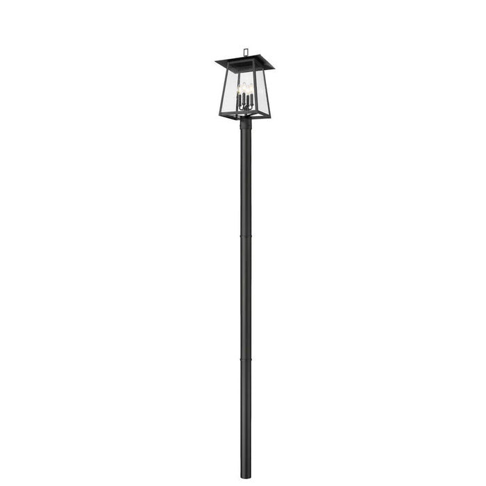 Z-Lite Rainer Outdoor Post Mounted Fixture Black 4 Light 5015PHBR-5009P96-BK | theLightShop