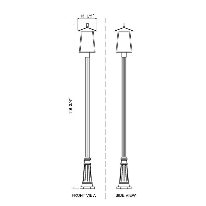 Z-Lite Rainer Outdoor Post Mounted Fixture Black 4 Light 5015PHBR-5011P-BK | theLightShop
