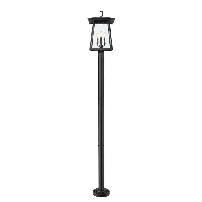 Z-Lite Rainer Outdoor Post Mounted Fixture Black 4 Light 5015PHBR-5012P-BK | theLightShop