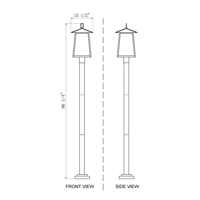 Z-Lite Rainer Outdoor Post Mounted Fixture Black 4 Light 5015PHBR-5012P-BK | theLightShop