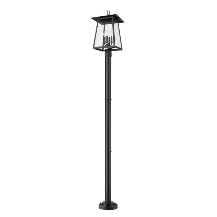 Z-Lite Rainer Outdoor Post Mounted Fixture Black 4 Light 5015PHBR-5012P-BK | theLightShop