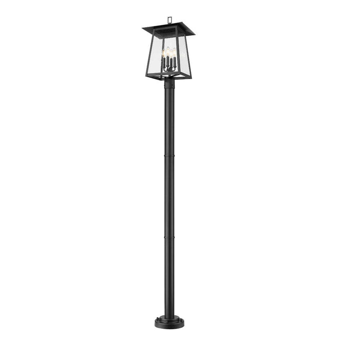 Z-Lite Rainer Outdoor Post Mounted Fixture Black 4 Light 5015PHBR-5012P-BK | theLightShop