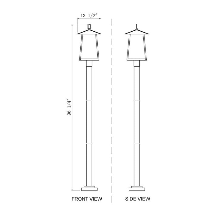 Z-Lite Rainer Outdoor Post Mounted Fixture Black 4 Light 5015PHBR-567P-BK | theLightShop