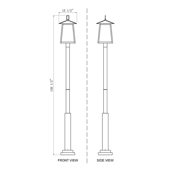 Z-Lite Rainer Outdoor Post Mounted Fixture Black 5 Light 5015PHXLR-5010P-BK | theLightShop