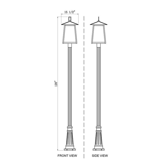 Z-Lite Rainer Outdoor Post Mounted Fixture Black 5 Light 5015PHXLR-5011P-BK | theLightShop