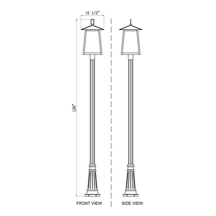 Z-Lite Rainer Outdoor Post Mounted Fixture Black 5 Light 5015PHXLR-519P-BK | theLightShop