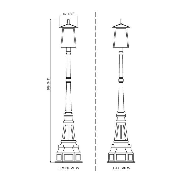 Z-Lite Rainer Outdoor Post Mounted Fixture Black 5 Light 5015PHXLR-564P-BK | theLightShop
