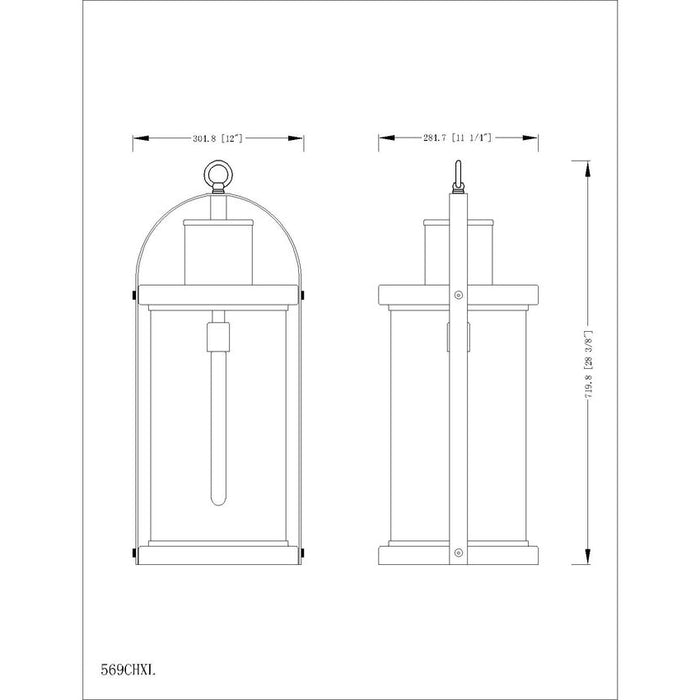 Z-Lite Roundhouse Black Outdoor Chain Mount Ceiling Fixture 569CHXL-BK - Outdoor Pendants