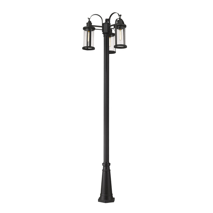 Z-Lite Roundhouse Black Outdoor Post Mounted Fixture 569MP3-519P-BK | theLightShop