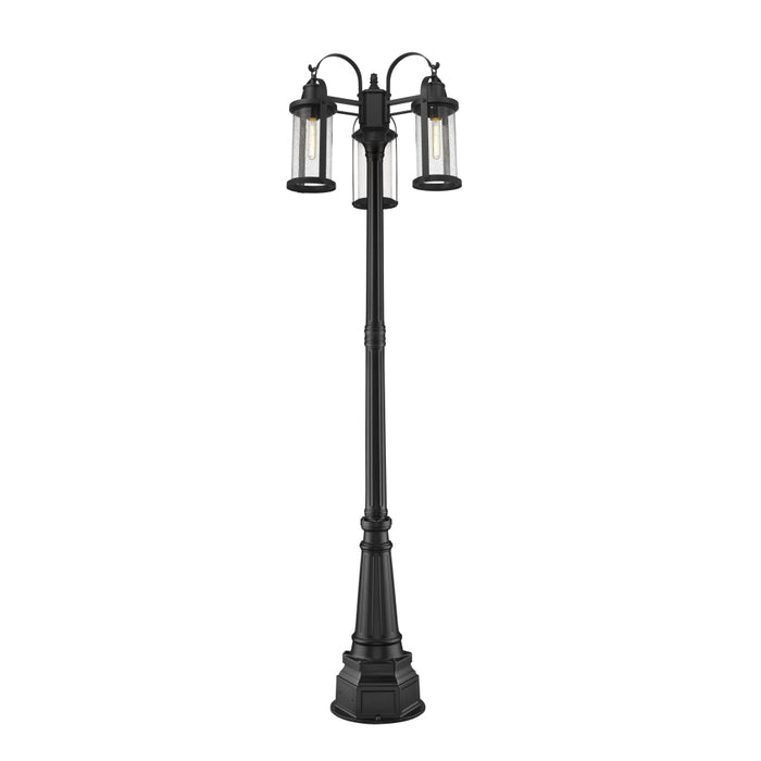 Z-Lite Roundhouse Black Outdoor Post Mounted Fixture 569MP3-564P-BK | theLightShop
