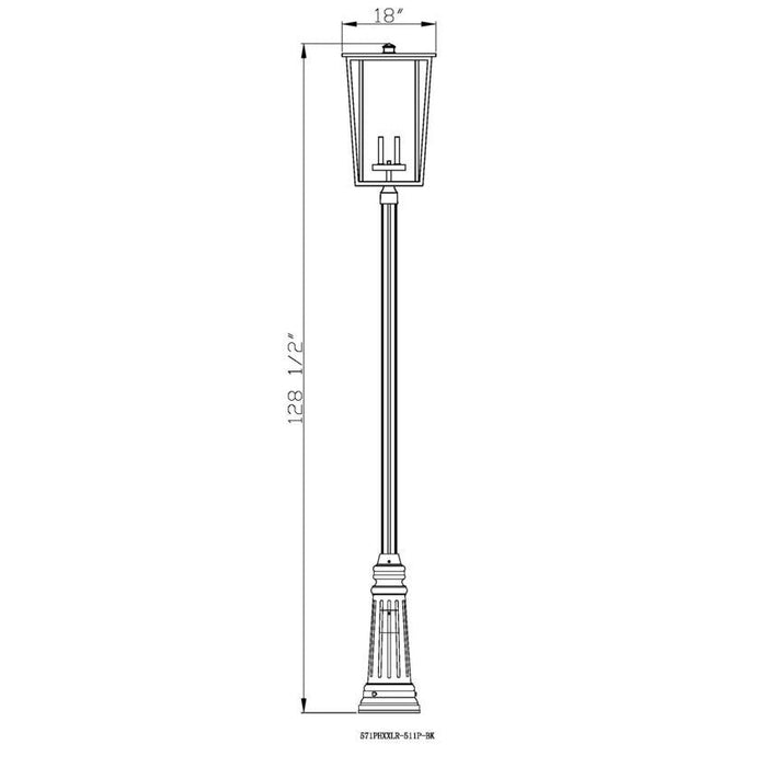 Z-Lite Seoul Black Outdoor Post Mounted Fixture 571PHXXLR-511P-BK | theLightShop