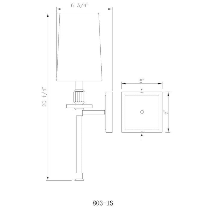 Z-Lite Sophia Rubbed Brass Wall Sconce 803-1S-RB-WH | theLightShop
