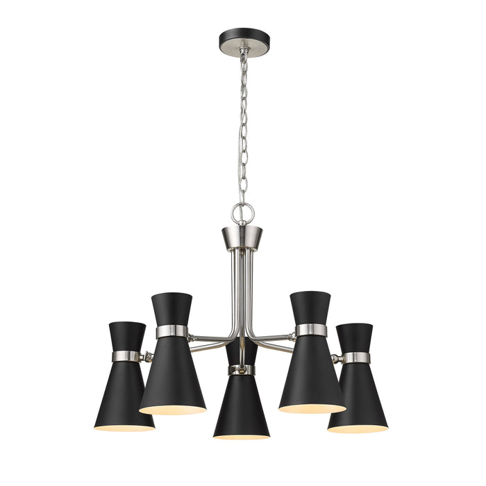 Z-Lite Soriano Matte Black Brushed Nickel Chandelier 728-5MB-BN | theLightShop