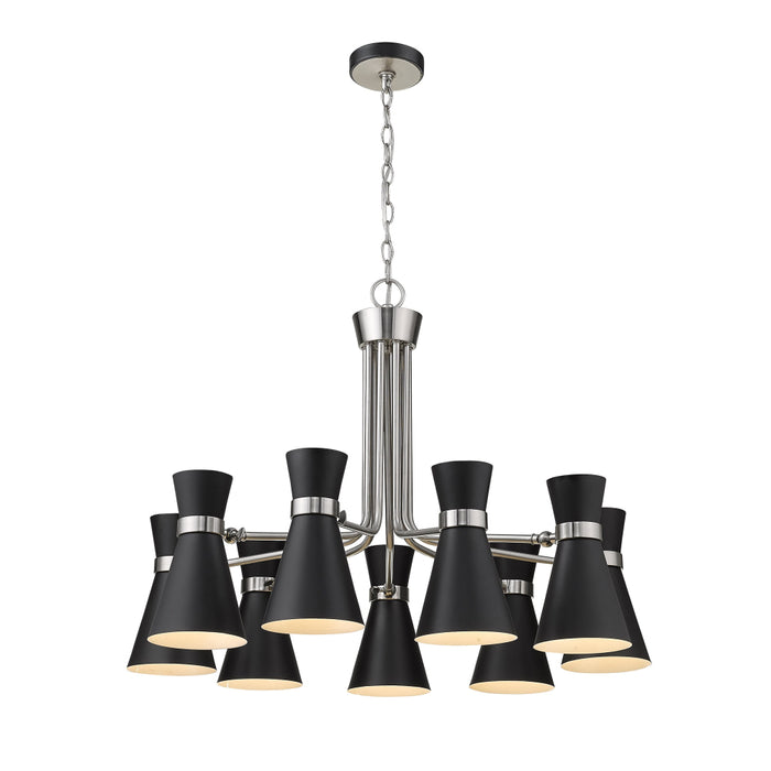 Z-Lite Soriano Matte Black Brushed Nickel Chandelier 728-9MB-BN | theLightShop