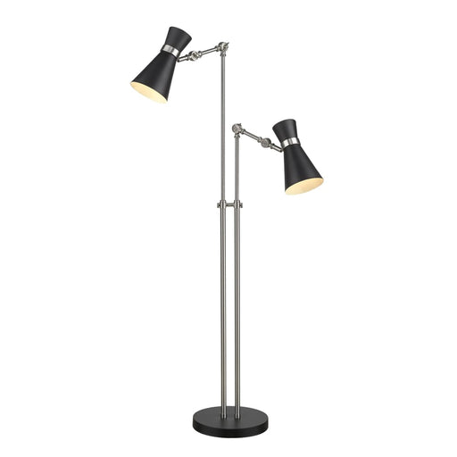 Z-Lite Soriano Matte Black Brushed Nickel Floor Lamp 728FL-MB-BN | theLightShop