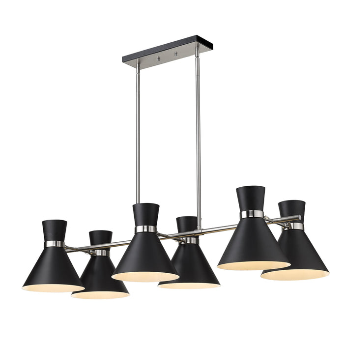 Z-Lite Soriano Matte Black Brushed Nickel Island-Billiard 728-6L-MB-BN | theLightShop