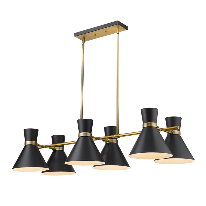 Z-Lite Soriano Matte Black Heritage Brass Island-Billiard 728-6L-MB-HBR | theLightShop