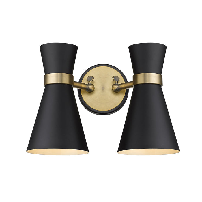Z-Lite Soriano Matte Black Heritage Brass Wall Sconce 728-2S-MB-HBR | theLightShop