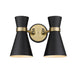 Z-Lite Soriano Matte Black Heritage Brass Wall Sconce 728-2S-MB-HBR | theLightShop