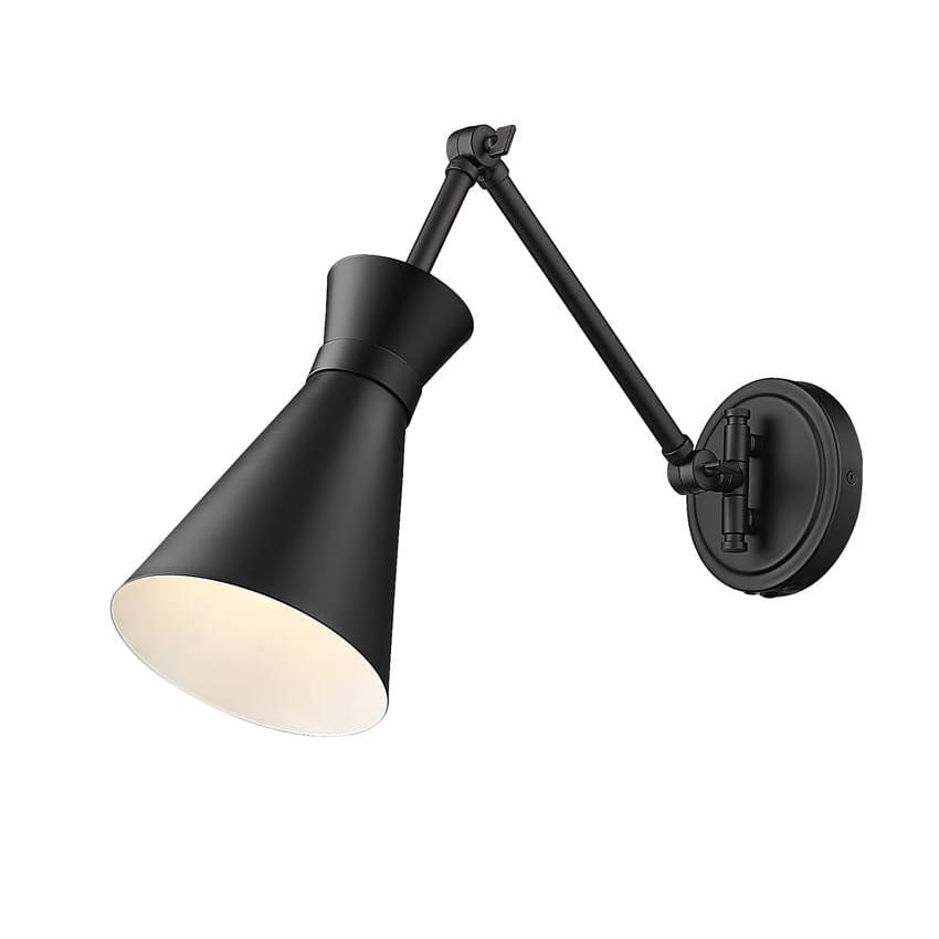 Z-Lite Soriano Swing-Arm Wall Lamp Matte Black 1 Light 351S-MB | theLightShop