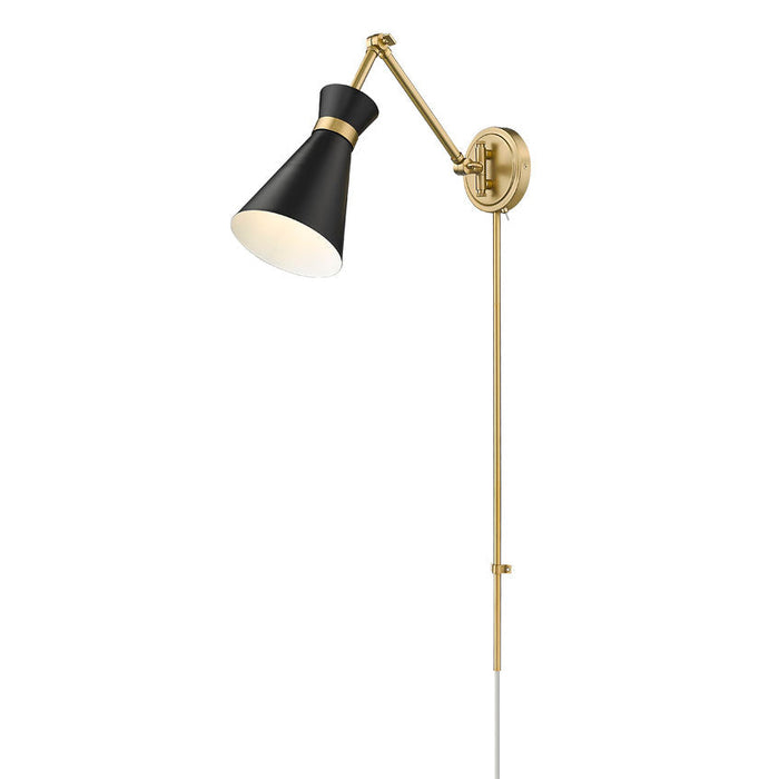 Z-Lite Soriano Swing-Arm Wall Lamp Modern Gold Matte Black 1 Light 351S-MB-MGLD | theLightShop