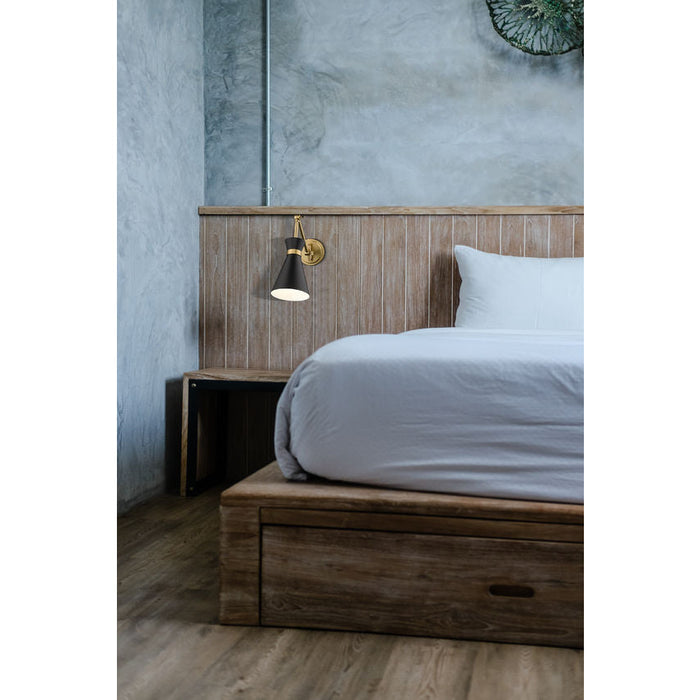 Z-Lite Soriano Swing-Arm Wall Lamp Modern Gold Matte Black 1 Light 351S-MB-MGLD | theLightShop