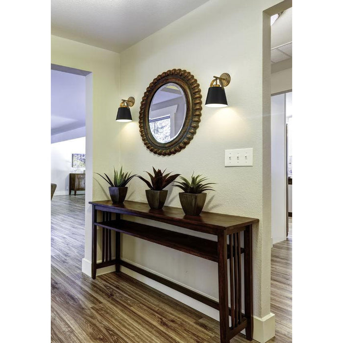 Z-Lite Z-Studio Matte Black Heritage Brass Wall Sconce 726-1S-MB-HBR | theLightShop