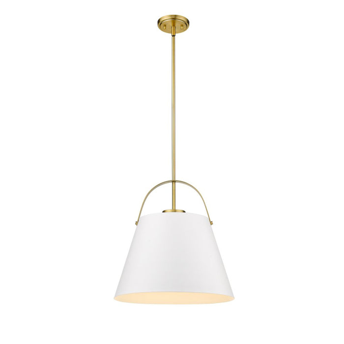 Z-Lite Z-Studio Matte White Heritage Brass Pendant 726P18-MW-HBR | theLightShop