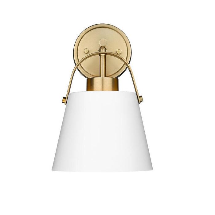 Z-Lite Z-Studio Matte White Heritage Brass Wall Sconce 726-1S-MW-HBR | theLightShop
