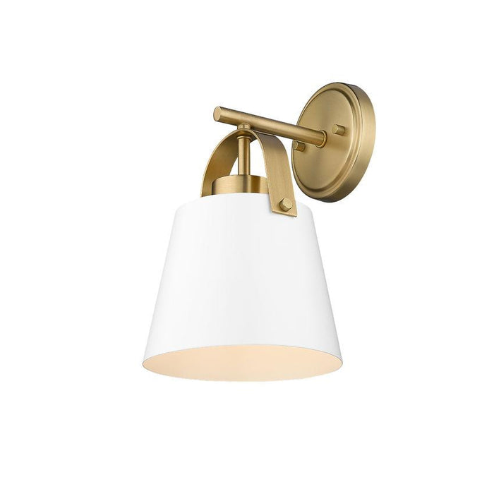 Z-Lite Z-Studio Matte White Heritage Brass Wall Sconce 726-1S-MW-HBR | theLightShop