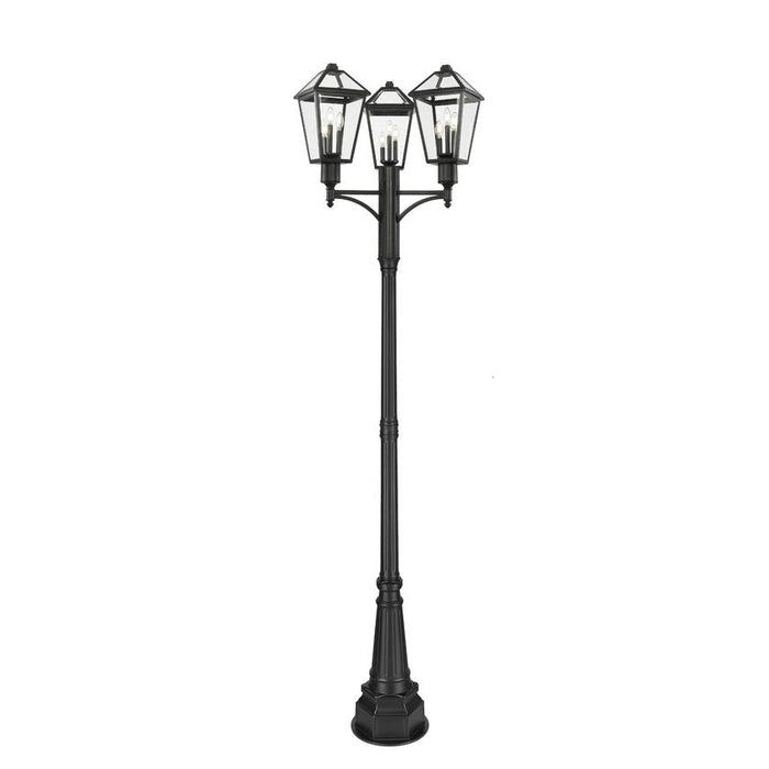 Z-Lite Talbot Outdoor Post Mounted Fixture Black 9 Light 579PHBR-3-564P-BK | theLightShop