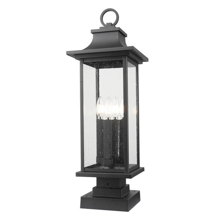 Z-Lite Tiberius 4 Light Outdoor Pier Mounted Fixture - Black - Square