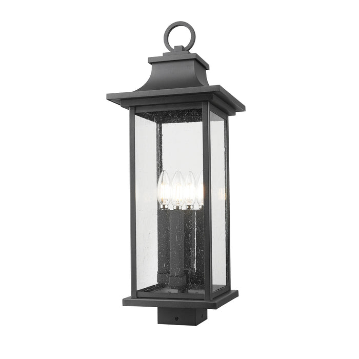 Z-Lite Tiberius 4 Light Outdoor Post Mount Fixture - Black - Square
