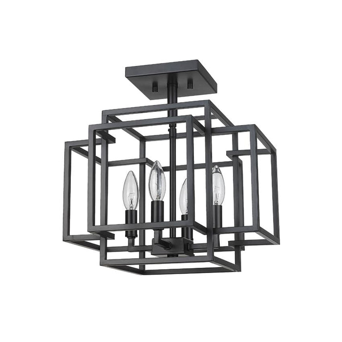 Z-Lite Titania Matte Black 4 Light Semi-Flushmount 454SF-MB | theLightShop