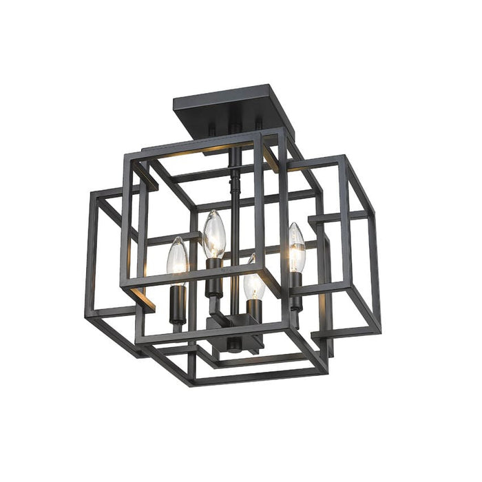 Z-Lite Titania Matte Black 4 Light Semi-Flushmount 454SF-MB | theLightShop