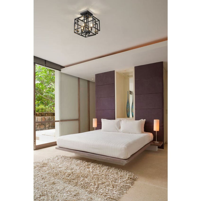 Z-Lite Titania Matte Black 4 Light Semi-Flushmount 454SF-MB | theLightShop