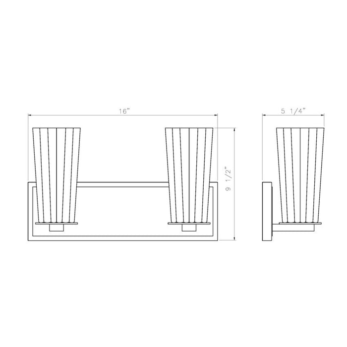 Z-Lite Titus Vanity Matte Black 2 Light 826-2V-MB | theLightShop