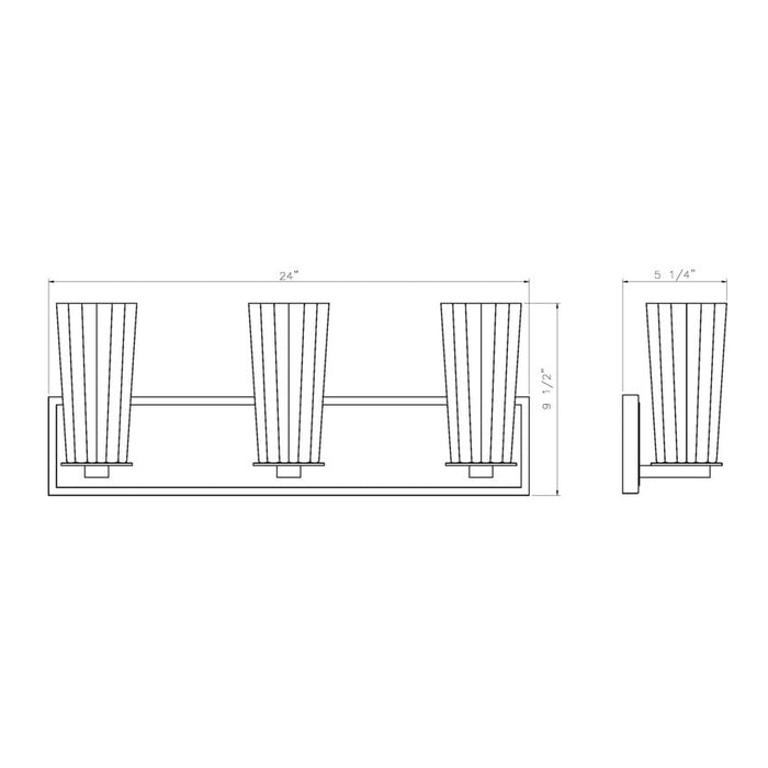 Z-Lite Titus Vanity Matte Black 3 Light 826-3V-MB | theLightShop