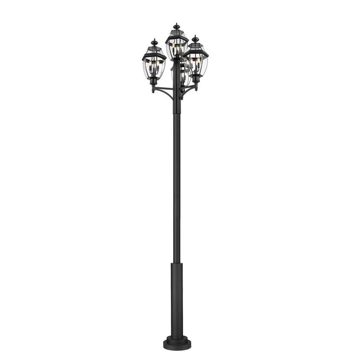 Z-Lite Westover Outdoor Post Mounted Fixture Black 12 Light 580PHB-4-5010P-BK | theLightShop
