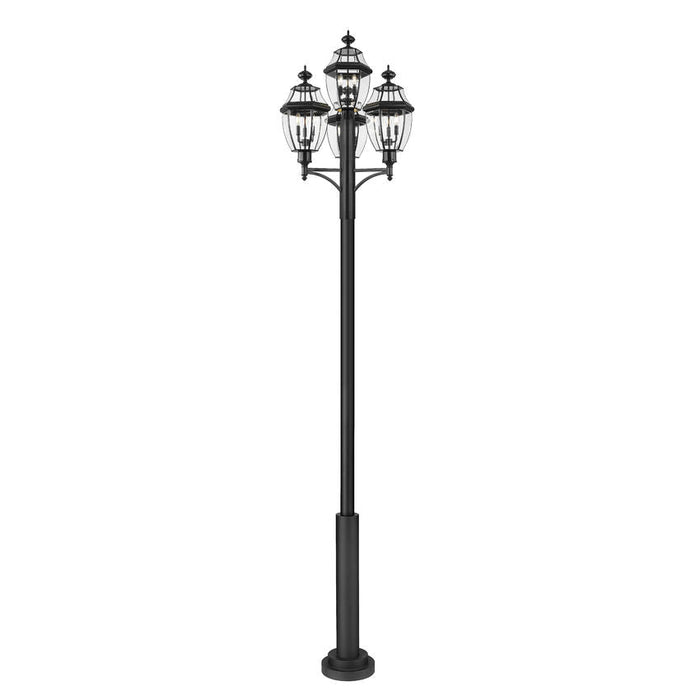 Z-Lite Westover Outdoor Post Mounted Fixture Black 12 Light 580PHB-4-5010P-BK | theLightShop