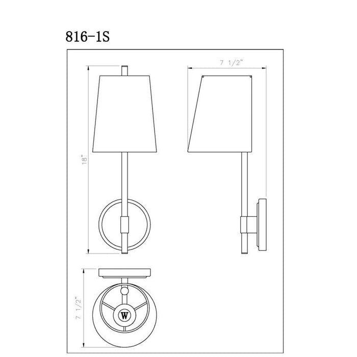 Z-Lite Winward Olde Brass Wall Sconce 816-1S-OBR | theLightShop