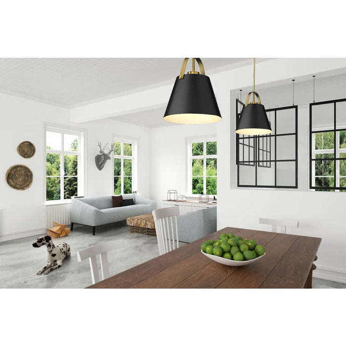 Z-Studio Matte Black Heritage Brass 1 Light Pendant - Pendants