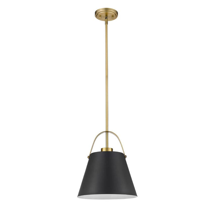 Z-Studio Matte Black Heritage Brass 1 Light Pendant - Pendants