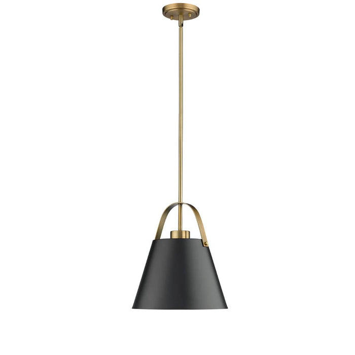Z-Studio Matte Black Heritage Brass 1 Light Pendant - Pendants