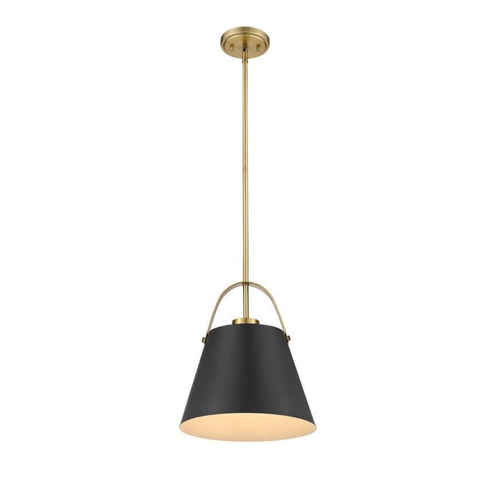 Z-Studio Matte Black Heritage Brass 1 Light Pendant - Pendants