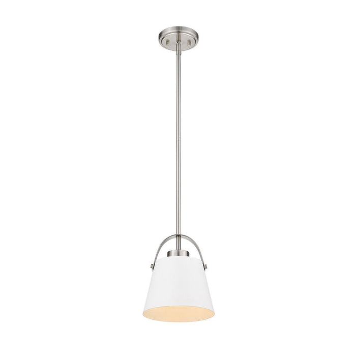 Z-Studio Matte White Brushed Nickel 1 Light Mini-Pendant - Mini-Pendants