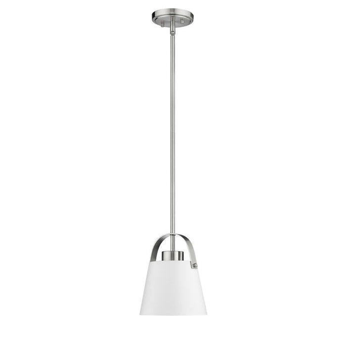 Z-Studio Matte White Brushed Nickel 1 Light Mini-Pendant - Mini-Pendants