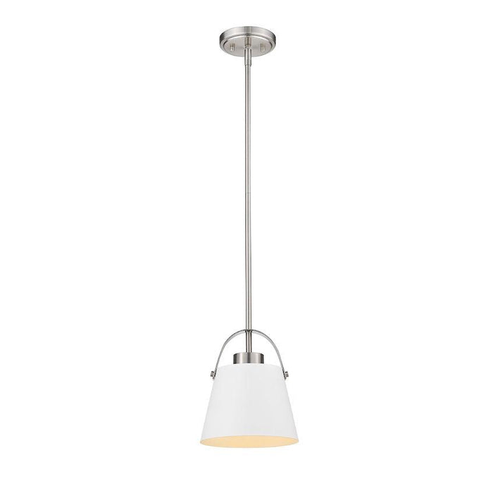 Z-Studio Matte White Brushed Nickel 1 Light Mini-Pendant | theLightShop